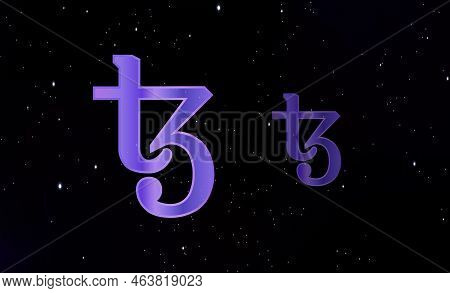 Tezos-xtz Virtual Currency Images. 3d Illustration. Coin Logo.