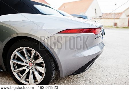 Valtice, Czech Republic - March 07, 2022: Back Of Jaguar F Type.