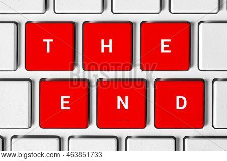 The End Is The Inscription On The Computer Keyboard. The Concept Of Ending, Stopping, Ending Work, S