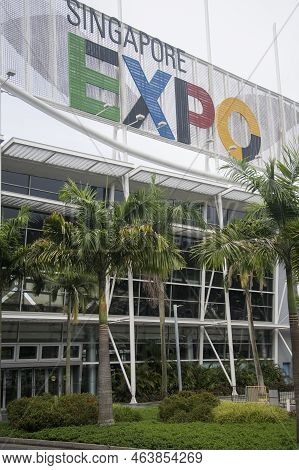 Singapore- Oct 18, 2022: View Of  Singapore Expo Convention And Exhibition Centre In Singapore. An I