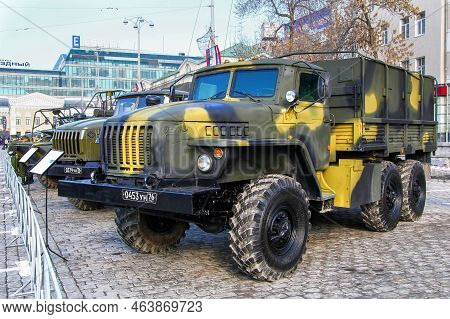 Ekaterinburg, Russia - May 9, 2012: Russian Army Truck Ural 4320 Takes Part In The Victory Day Milit