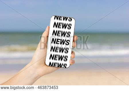 Doomscrolling Is The Process Of Absorbing Negative News. Screen Dependency Disorder