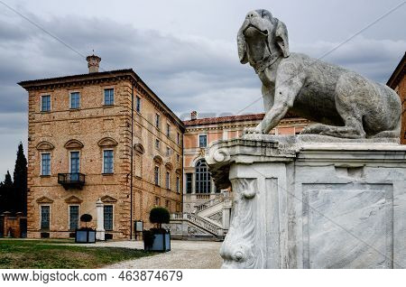 Castle Of Govone In Piedmont, Italy With Cloudy Sky
