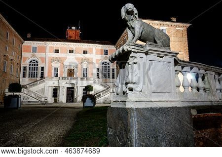 Castle Of Govone In Piedmont, Italy, At Night