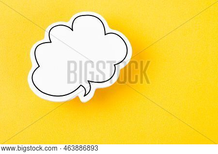 Speech Bubble With Copy Space Communication Talking Speaking Concepts On Yellow Background.