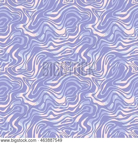 Wavy Magic Swirl Vector Seamless Pattern. Hand Drawn 1970 Vector Illustration. Sixties Pattern Tripp