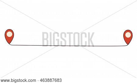 Way Between Two Points. Location Pointers. Gps Navigation And Travel Concept. Plan Tracker. Vector H