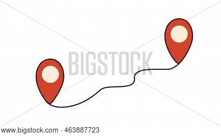 Way Between Two Points. Location Pointers. Gps Navigation And Travel Concept. Plan Tracker. Vector H