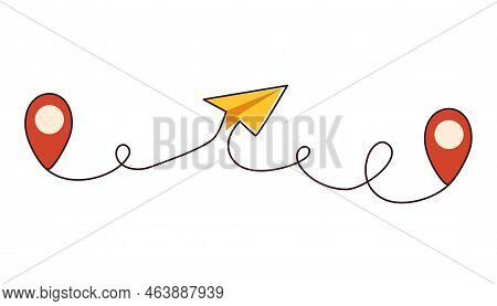 Way Between Two Points. Location Pointers. Gps Navigation And Travel Concept. Plan Tracker. Vector H