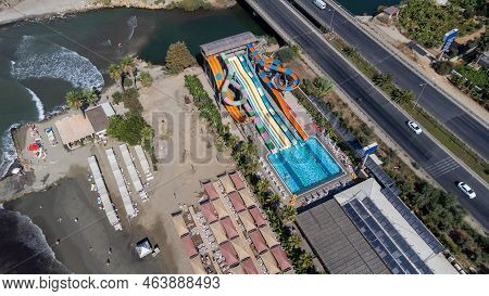 Aerial Drone Photo Of The Beautiful Town Of Alanya, A Resort Town On Turkey’s Central Mediterranean