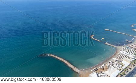 Aerial Drone Photo Of The Beautiful Town Of Alanya, A Resort Town On Turkey’s Central Mediterranean