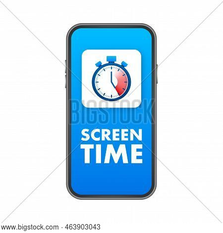 Screen Time. Time Control On Smartphone. Vector Stock Illustration.
