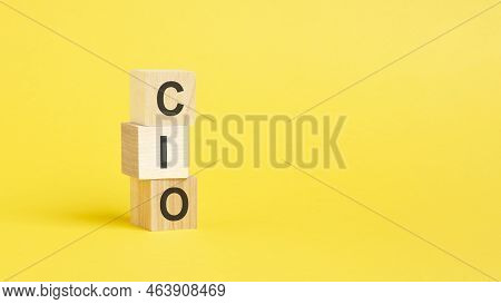 Word Cio On Wooden Cubes, Business Concept. Copy Space.
