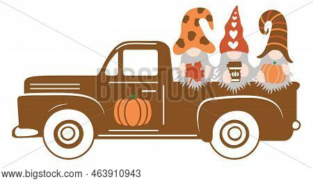 Pumpkin Spice October Gnome Set With Truck