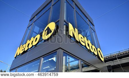 Warsaw, Poland. 10 October 2022. Outside Supermarket Netto. Signboard \
