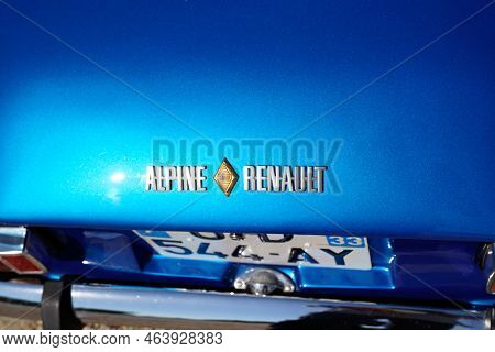 Bordeaux , Aquitaine  France - 10 10 2022 : Alpine Renault Berlinette A110 Car Detail Rear French Ra
