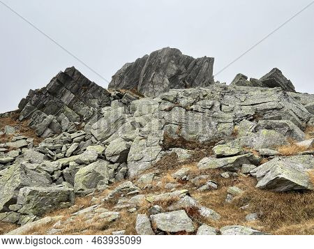 Rocks And Stones In The Autumn Swiss Alpine Environment And In The St. Gotthard Pass (gotthardpass) 