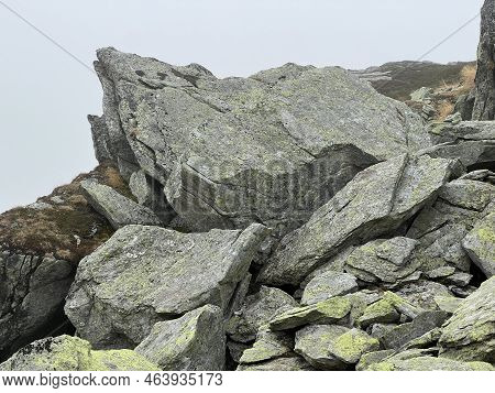 Rocks And Stones In The Autumn Swiss Alpine Environment And In The St. Gotthard Pass (gotthardpass) 