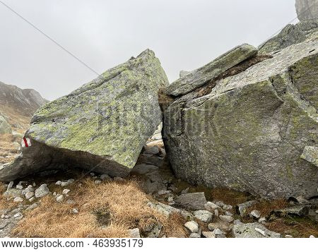 Rocks And Stones In The Autumn Swiss Alpine Environment And In The St. Gotthard Pass (gotthardpass) 