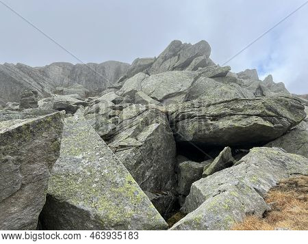 Rocks And Stones In The Autumn Swiss Alpine Environment And In The St. Gotthard Pass (gotthardpass) 