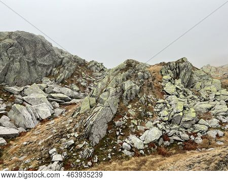 Rocks And Stones In The Autumn Swiss Alpine Environment And In The St. Gotthard Pass (gotthardpass) 