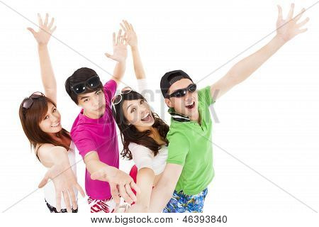 Gruppe Sommer Jugendliche zusammen