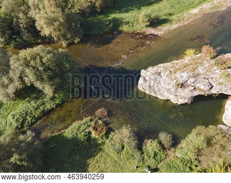 Aerial View Of Vit River, Passing Near Village Of Aglen,  Bulgaria