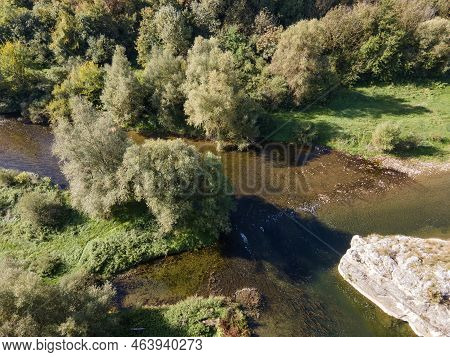 Aerial View Of Vit River, Passing Near Village Of Aglen,  Bulgaria