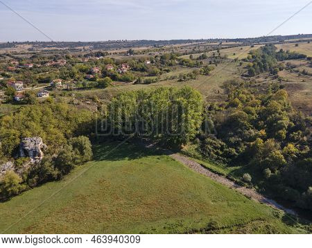 Aerial View Of Vit River, Passing Near Village Of Aglen,  Bulgaria
