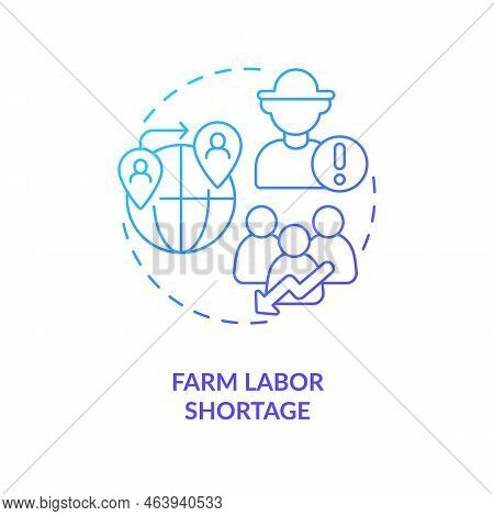 Farm Labor Shortage Blue Gradient Concept Icon. Low Employment. Agro Workers Deficit. Lack Of Workfo