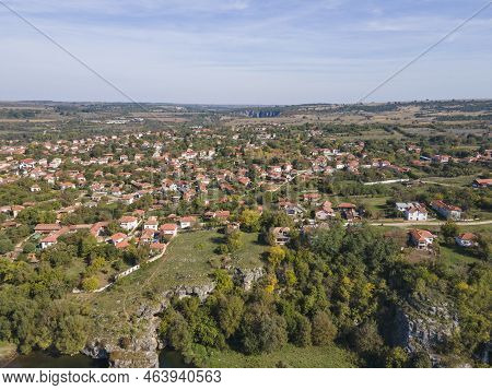 Aerial View Of Vit River, Passing Near Village Of Aglen,  Bulgaria