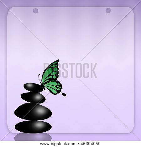 Stein mit Schmetterling Schwarz