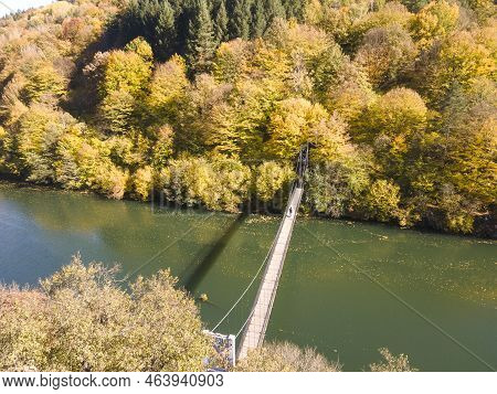 Aerial Autumn View Of Pasarel Reservoir, Bulgaria