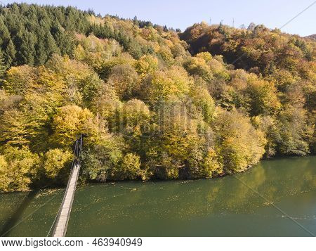 Aerial Autumn View Of Pasarel Reservoir, Bulgaria