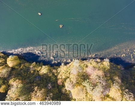Aerial Autumn View Of Pasarel Reservoir, Bulgaria