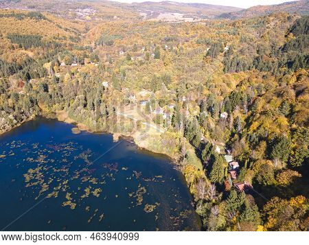 Aerial Autumn View Of Pasarel Reservoir, Bulgaria