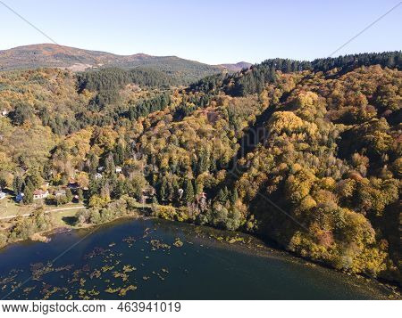 Aerial Autumn View Of Pasarel Reservoir, Bulgaria