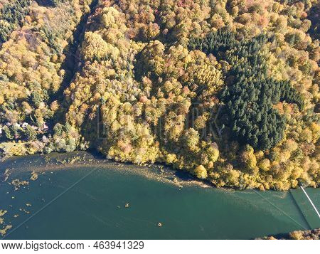 Aerial Autumn View Of Pasarel Reservoir, Bulgaria
