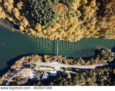 Aerial Autumn View Of Pasarel Reservoir, Bulgaria