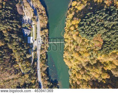 Aerial Autumn View Of Pasarel Reservoir, Bulgaria
