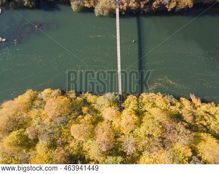 Aerial Autumn View Of Pasarel Reservoir, Bulgaria