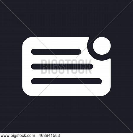 Notification From Main Menu Dark Mode Glyph Ui Icon. Communication Tool. User Interface Design. Whit