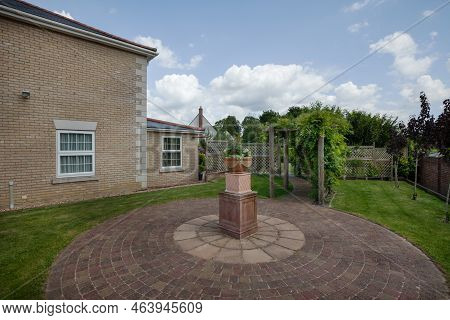 Stradishall, Suffolk, England - June 1 2017 Modern Detached Two Storey Brick House Within Landscaped