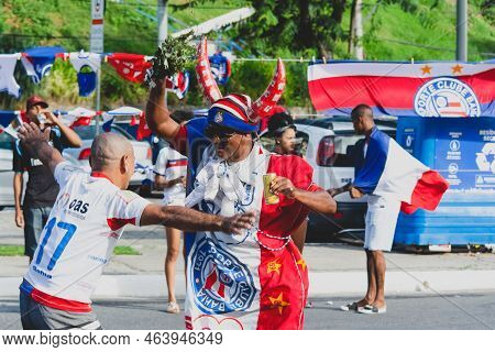 Esporte Clube Bahia Fans Are Seen Before The Game At Fonte Nova Arena.