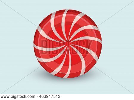 Realistic Red Glossy Candies, Lollipop Isolated On Background. Vector Illustration For Card, Party, 