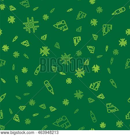 Set Line Tic Tac Toe Game, Marker Pen And Toy Train On Seamless Pattern. Vector