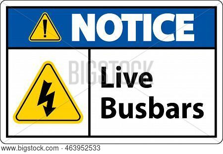 Notiec Live Busbars Sign On White Background