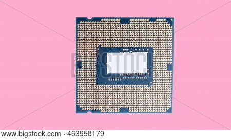 Central Processor Unit Isolated On Pink Background At Dry Sunny Day