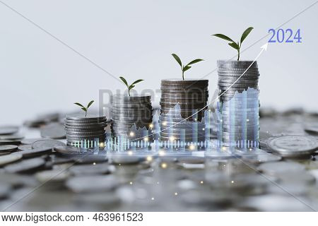 Stacks Of Coins For Financail And Business. Savings And Accounts, Financial Banking Concepts, Invest