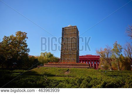 Kyiv, Ukraine - October 16, 2022: Monument To Taras Shevchenko Protected From The Bombing In Shevche